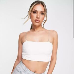 ASOS bandeau crop top with diamante trim
